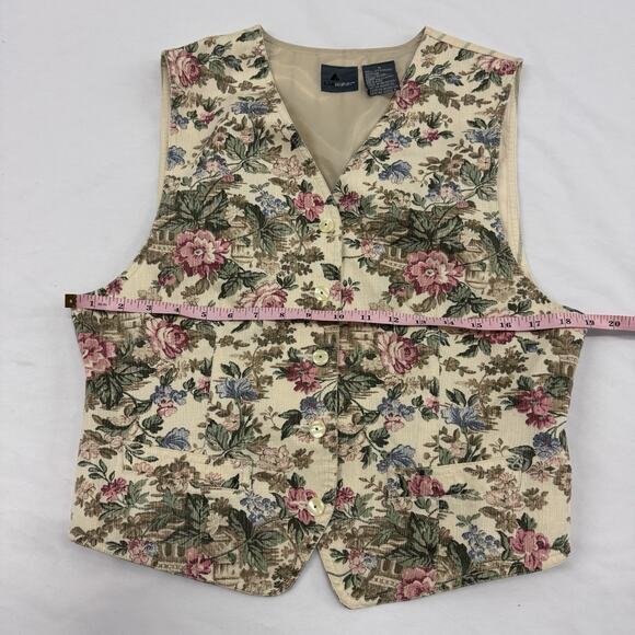 Vtg Women's Tapestry Vest Medium 90s Light Floral Cottagecore Renfaire Romantic - Picture 4 of 8